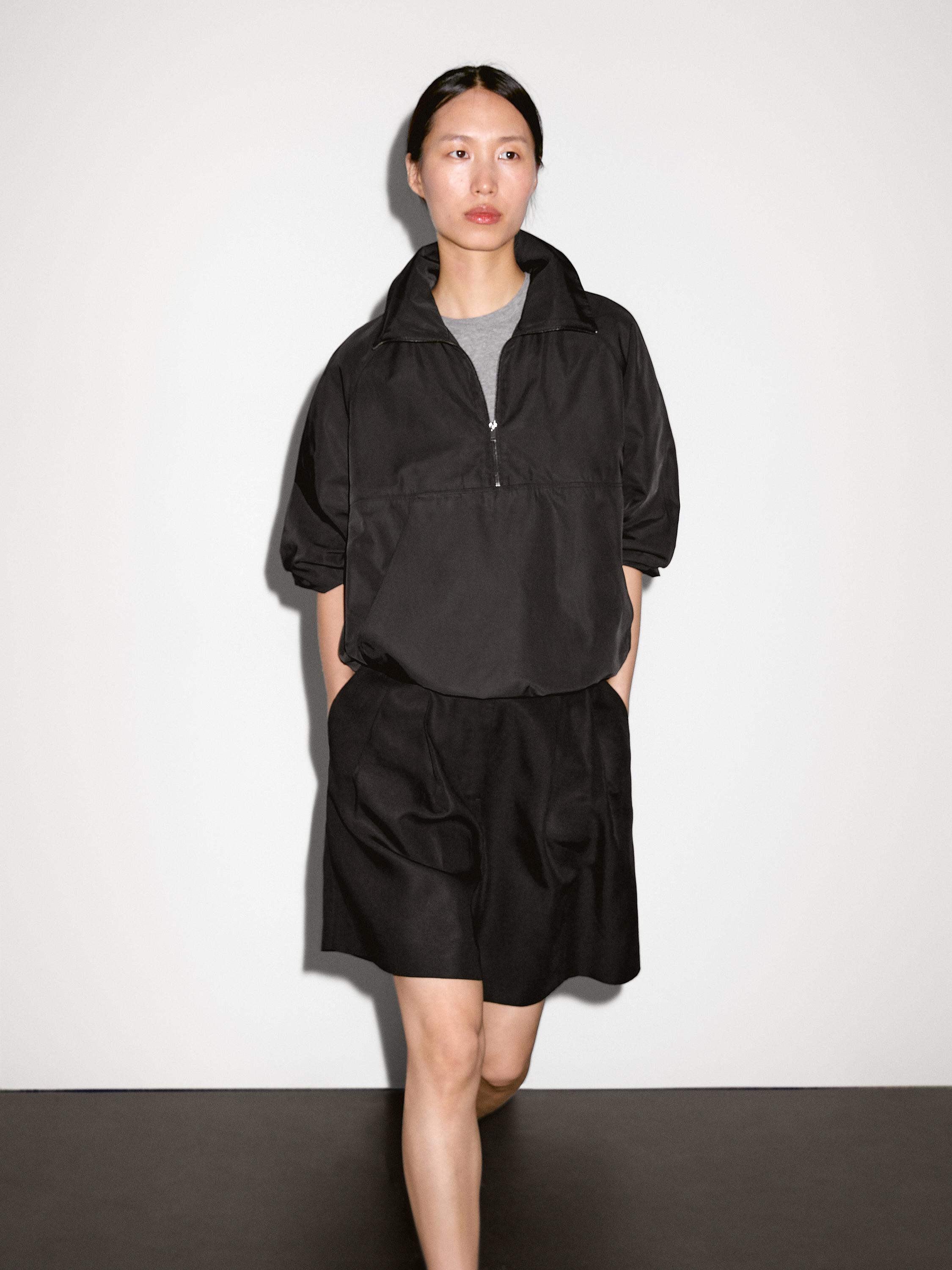 Technical fabric sweatshirt with zip detail